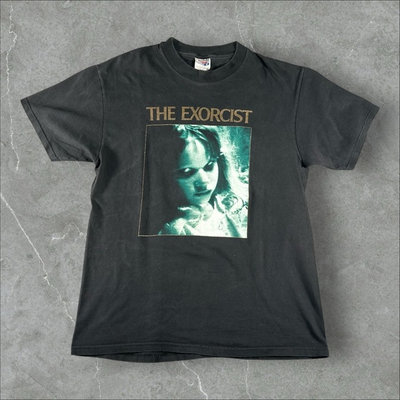 Vintage The Exorcist Shirt Mens Large Black 90s Horror Movie Portrait Promo Rare